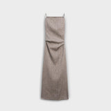 Clara - Robe maxi fluide en lin gris-marron