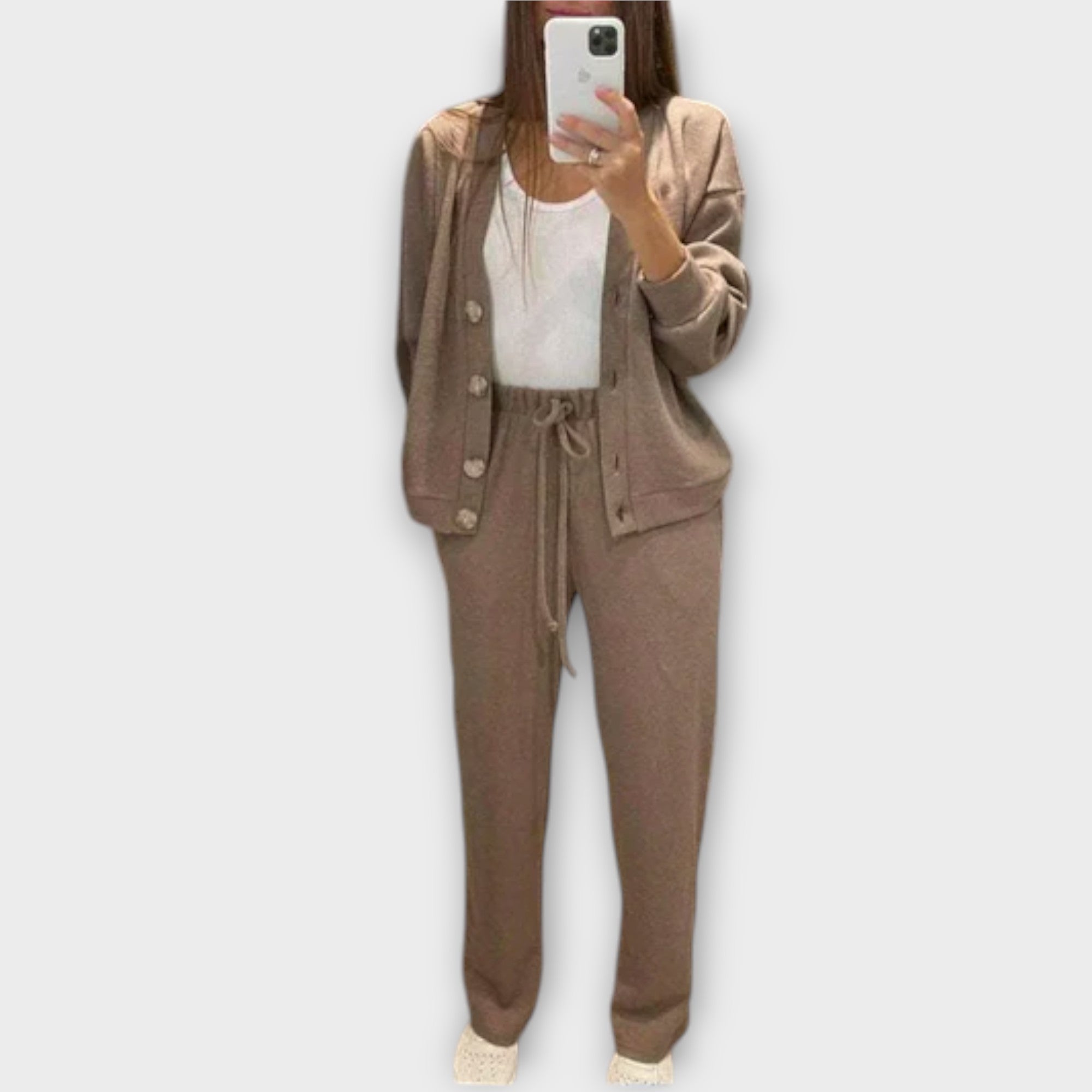 Chantal - Ensemble noir cardigan et pantalon
