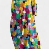 Ana - Robe fluide colorée à motif aquarelle