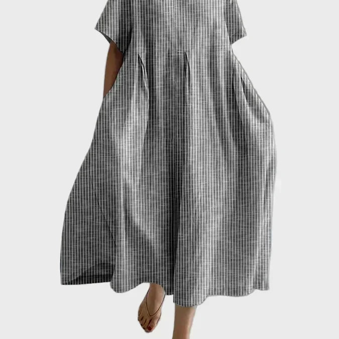 Robe en lin rayée rose poudré