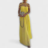 Briar - Robe maxi beige à tresses drapées