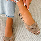 Kathy - Flache geflochtene Cut-out-Sandalen