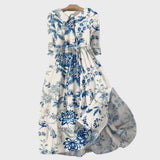 Robe fleurs de porcelaine bleue et blanche