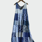Robe patchwork bleue et blanche