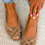 Kathy - Flache geflochtene Cut-out-Sandalen