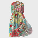 Farbenfrohes Patchwork-Blütenkleid