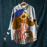 Charlie | T-shirt artistique imprimé chien et café