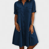 Robe trapèze décontractée bleu jean