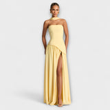 Ada - Robe maxi jaune élégante avec fente