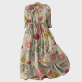 Robe fleurie vintage beige