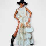 Lottie - Cremefarbenes Spitzen-Maxikleid