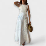 Éliora - Weisses Maxikleid mit Spitzenblumenmuster
