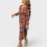 Oriana - Blaues Kleid mit goldenem Muster