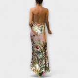 Ayla - Robe maxi crème à motif floral