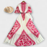 Delilah - Rot-weisses Vintage-Kleid mit Stehkragen