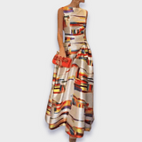 Babette - Robe longue colorée à motif abstrait