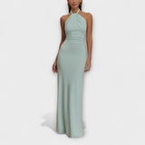 Lagune - Salbeigrünes Halter-Maxikleid