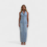 Lacey - Blaues Denim-Maxikleid