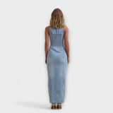 Lacey - Blaues Denim-Maxikleid