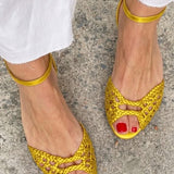 Isadora | Goldene Geflochtene Sandalen
