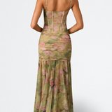 Isamara - Langes Kleid mit Korsett im Aquarell-Look