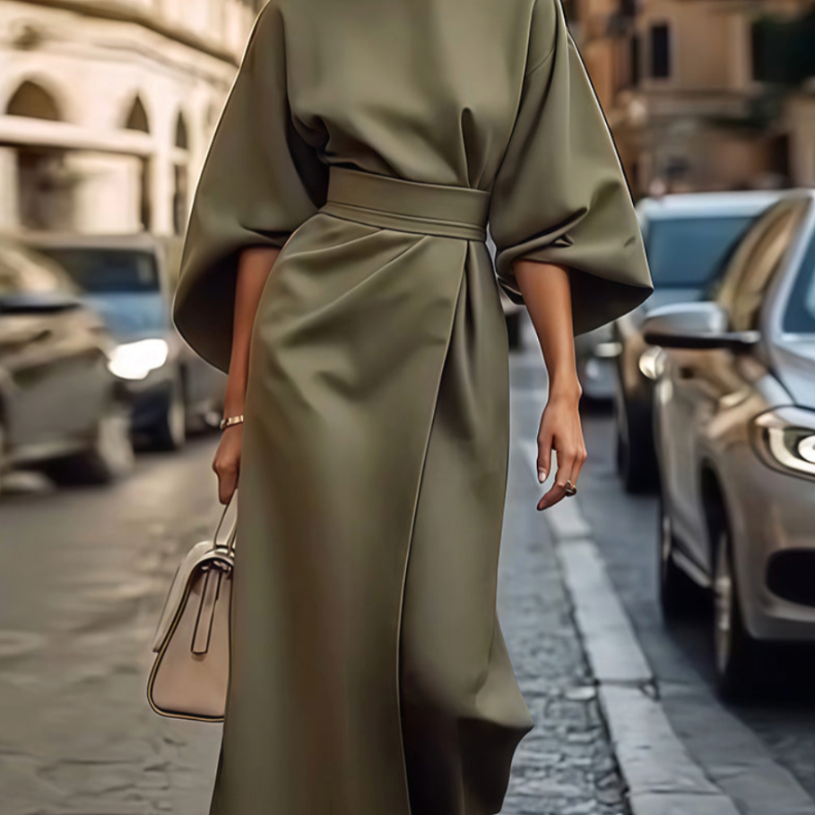 Valentina | Robe Maxi Élégante à Manches Volumineuses