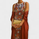 Raffaella - Buntes langes Kleid mit Stola