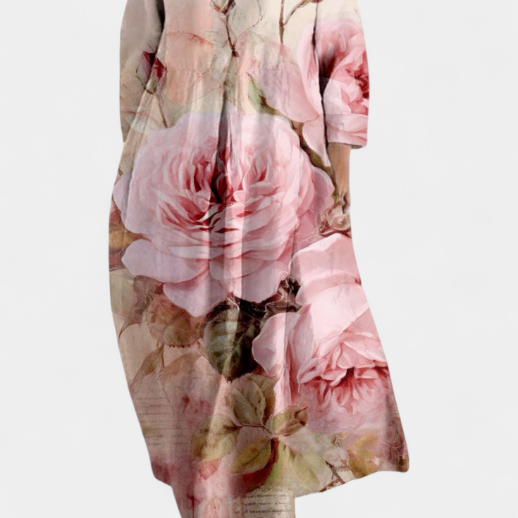 Ana - Robe fluide colorée à motif aquarelle