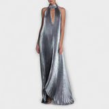 Calliope - Robe maxi métallisée argentée