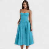 Rosalie - Salbeigrünes ärmelloses Korsettkleid