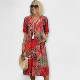Maja - Braunes Sommerkleid mit Blütenmuster