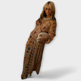 Lauren - Cremefarbenes Kleid mit buntem Tupfenmuster