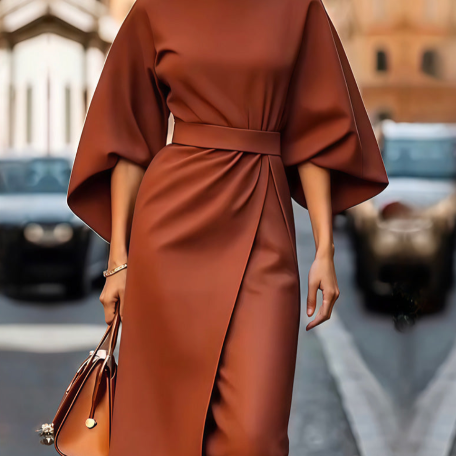 Valentina | Robe Maxi Élégante à Manches Volumineuses