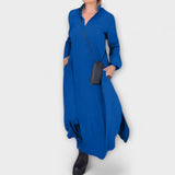 Caroline - Robe longue fluide bleu marine