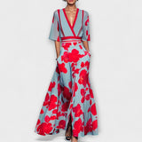 Alea - Robe colorée à motif floral et col en V