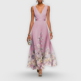 Cíntia - Robe d'été bleu clair à ourlet fleuri