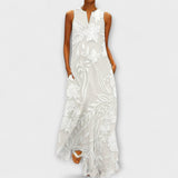 Camila - Robe maxi blanche botanique imprimée