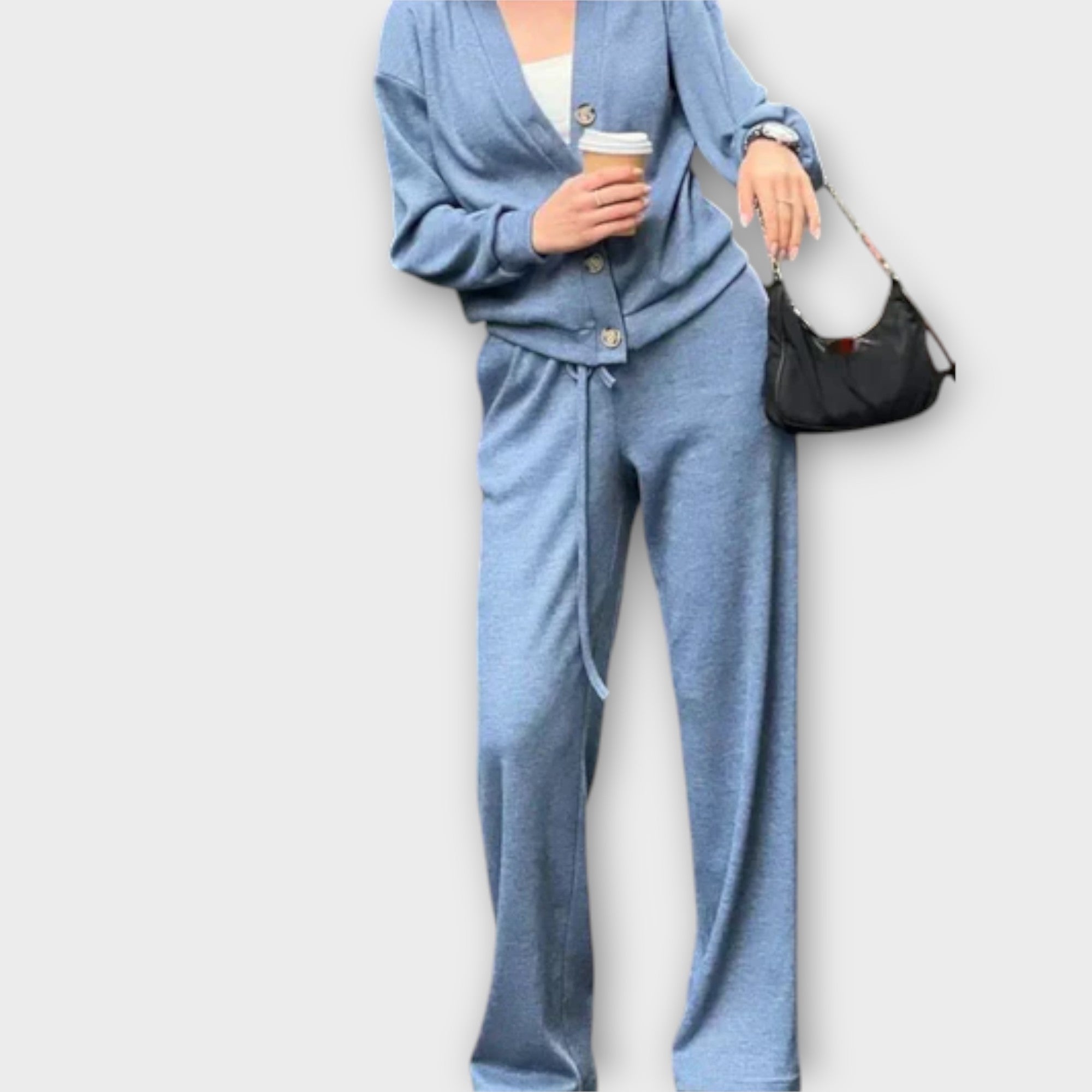 Chantal - Ensemble noir cardigan et pantalon