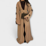Jasmin - Beiges Cardigan-Kleid-Duo mit Schleife