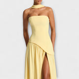 Ada - Robe maxi jaune élégante avec fente