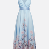 Cíntia - Robe d'été bleu clair à ourlet fleuri