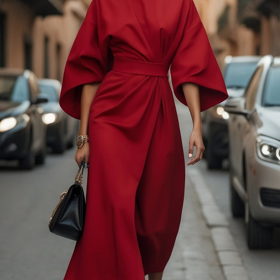 Valentina | Robe Maxi Élégante à Manches Volumineuses