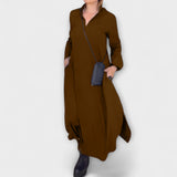 Caroline - Robe longue fluide bleu marine