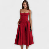 Rosalie - Salbeigrünes ärmelloses Korsettkleid