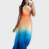Haven - Gelb-grünes Falten-Maxikleid mit Farbverlauf