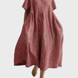 Robe en lin rayée rose poudré