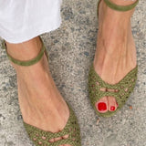 Isadora | Goldene Geflochtene Sandalen