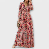 Helen - Rosa Maxikleid mit Blütenmuster