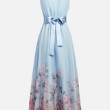 Cíntia - Robe d'été bleu clair à ourlet fleuri