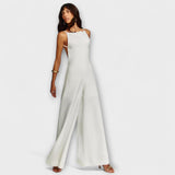 Ylva - Brauner Halter-Jumpsuit